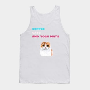 Coffee cats and yoga mats funny yoga and cat drawing Tank Top